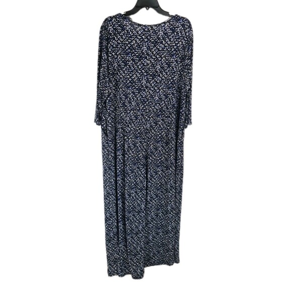 CATHERINES CURVY Women Plus Size 2X Long Romper Jumpsuit Blue White 3/4 SL 121P - Picture 2 of 6